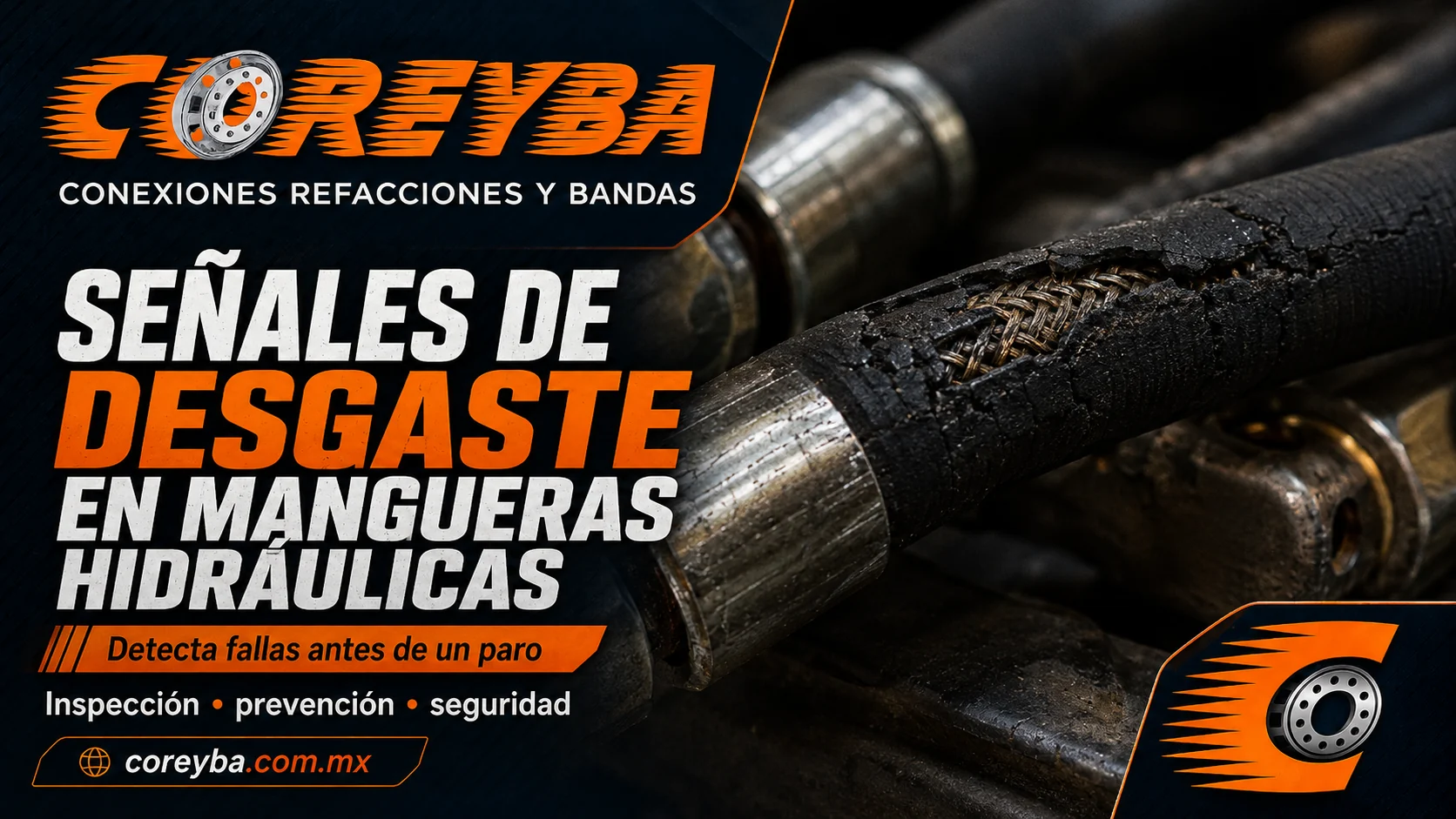 Señales visibles de desgaste y daño en una manguera hidráulica